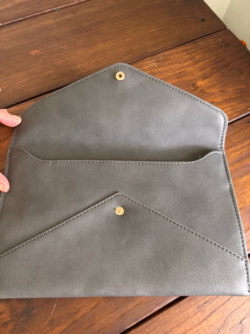Danielle Nicole Envelope Clutch Purse Dark Gray Gold Logo - Picture 3 of 7